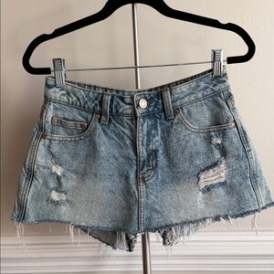 ZARA Distressed Light Blue Denim Women's Skort